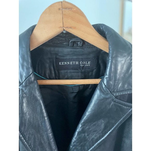 Black Genuine Leather Jacket Relaxed Fit Oversized Coat - Picture 7 of 10